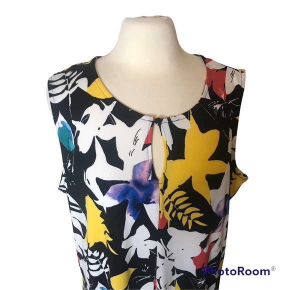 ANTHONY Black and Yellow Print sleeveless maxi dress, size P1X - Picture 3 of 9